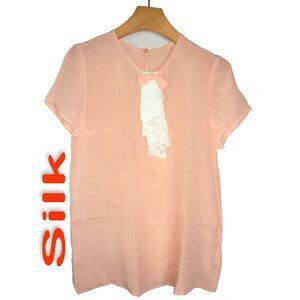 Women's 100% Silk Size S Short Sleeve Top T-Shirt SBC506
